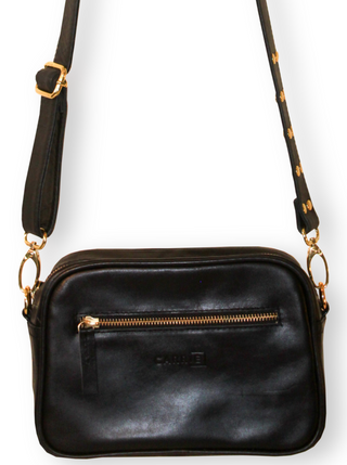 Leather Crossbody Bag - Black Gold - Design Emporium