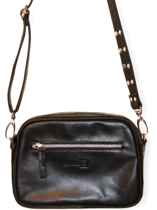 Leather Crossbody Bag - Black Silver - Design Emporium