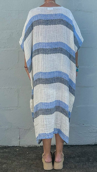 linen dress - brinley - navy