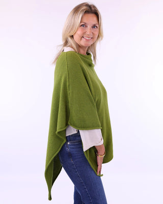 cashmere wool blend poncho - chartreuse - cadenza
