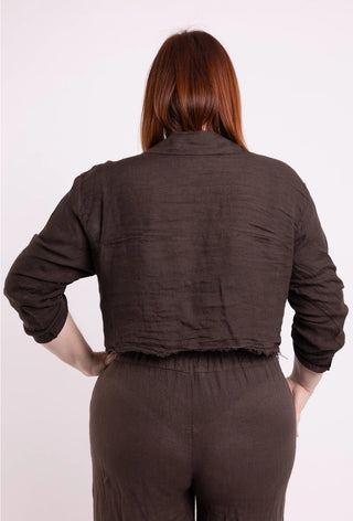 linen jean jacket - chocolate