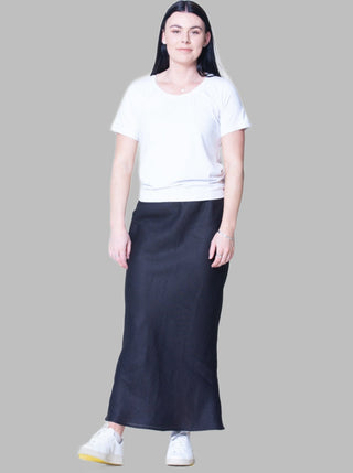 linen maxi skirt black - maddie