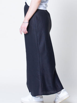 linen maxi skirt black - maddie