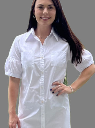 organic cotton shirt dress white - mila