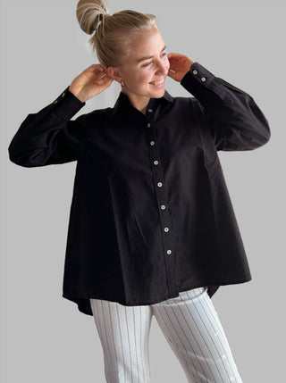 organic cotton blouse black - riley