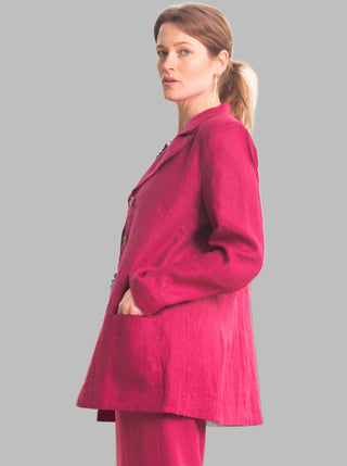 Pepper Linen Jacket Cerise - Design Emporium