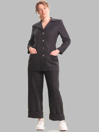 Pepper Linen Jacket Black - Design Emporium