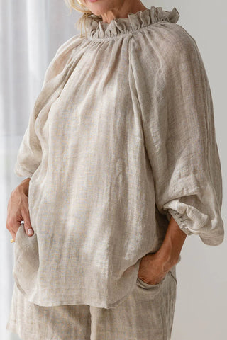 linen reversible top - lulu - taupe