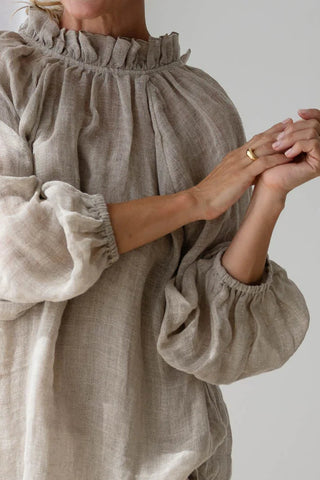 linen reversible top - lulu - taupe