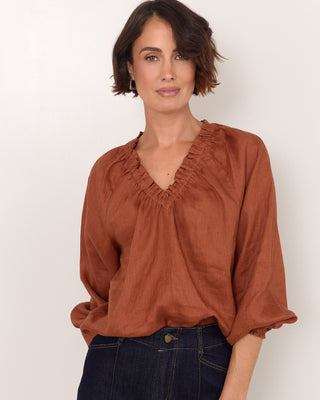 linen top - rust - azira