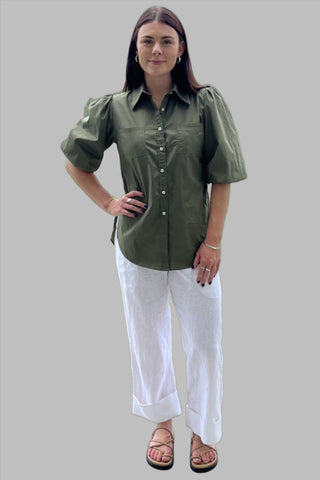 organic cotton blouse olive - lucy