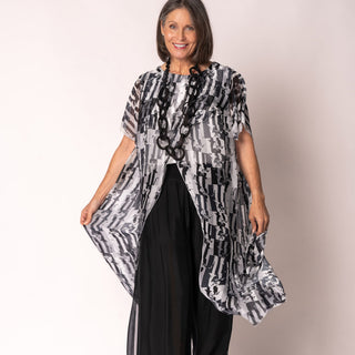 silk cross-over dress - black and white print
