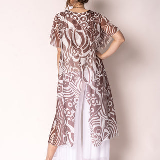 silk cross-over dress - mocha print