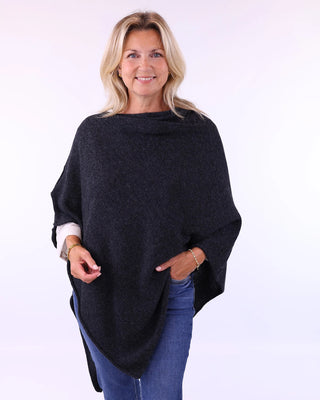 cashmere wool blend poncho - anthracite - cadenza