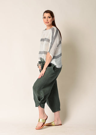 linen top - haddon - cream khaki