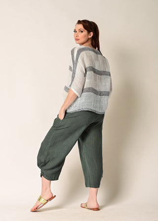 linen top - haddon - cream khaki