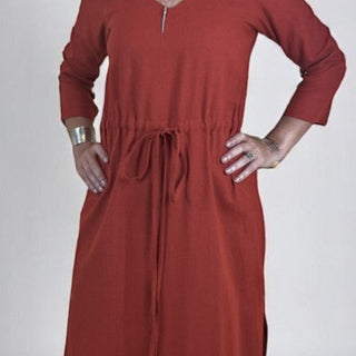 viscose linen dress - rust - tokyo