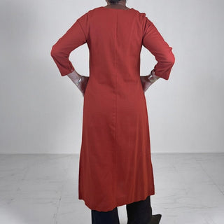 viscose linen dress - rust - tokyo