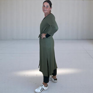 viscose linen dress - khaki - tokyo