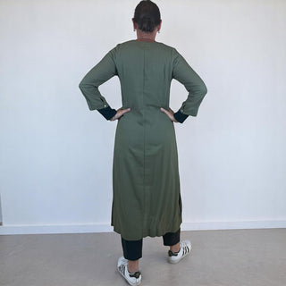 viscose linen dress - khaki - tokyo