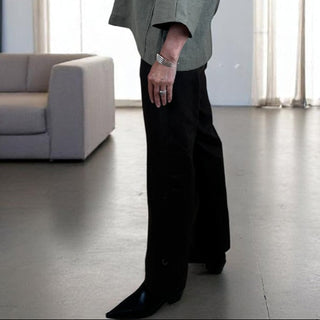 linen full length pants - black - georgia