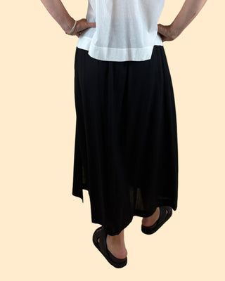 linen viscose maxi skirt - black - berlin