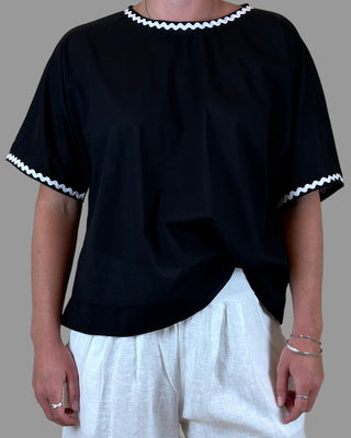 cotton top - billie - black white trim