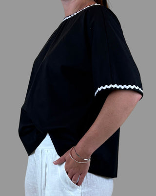 cotton top - billie - black white trim