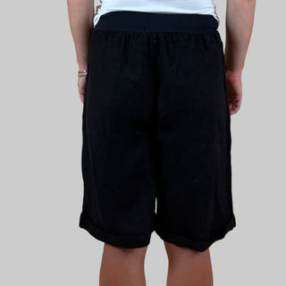 linen shorts - vera may - black
