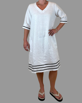 linen white Vneck dress - ricrac - juliette