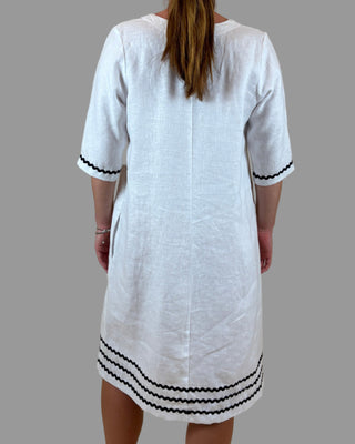 linen white Vneck dress - ricrac - juliette