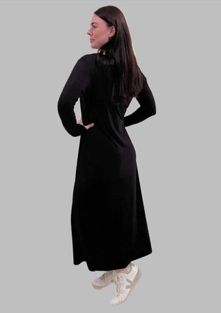 Dress Maxi Knit Black-Long Sleeve - Design Emporium