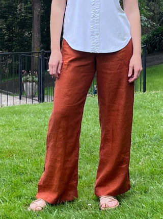 Georgia Linen Pants Rust - Design Emporium