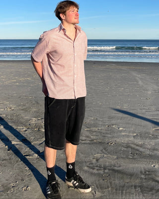 Shirt - rust - linen cotton check