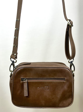 leather crossbody bag - natural tan