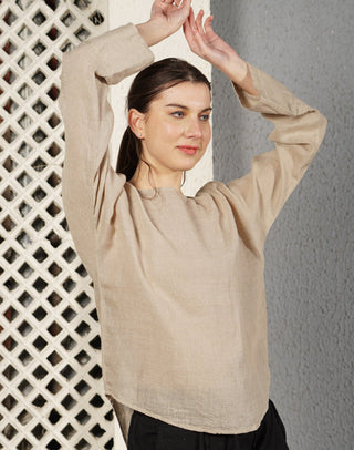 linen top - janet - latte