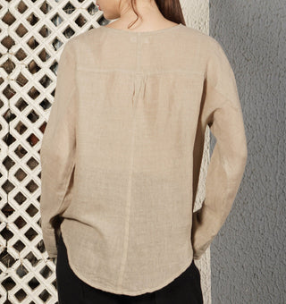 linen top - janet - latte