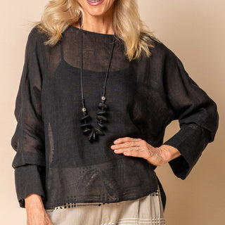 linen top - janet - onyx