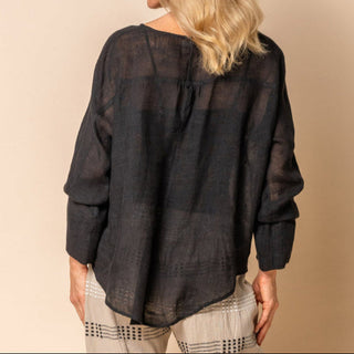 linen top - janet - onyx