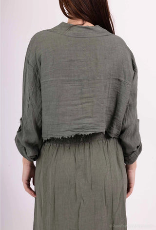 linen jean jacket - khaki