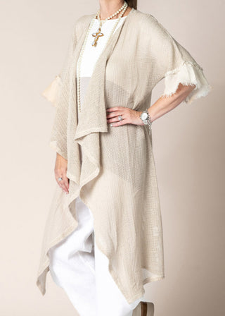 cotton mesh jacket cardigan - latte