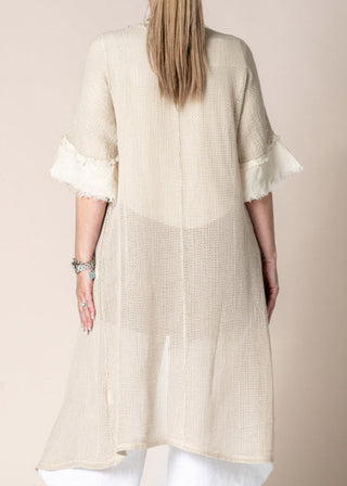 cotton mesh jacket cardigan - latte