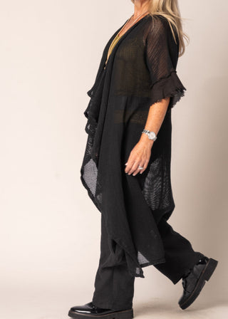 cotton mesh jacket cardigan - onyx