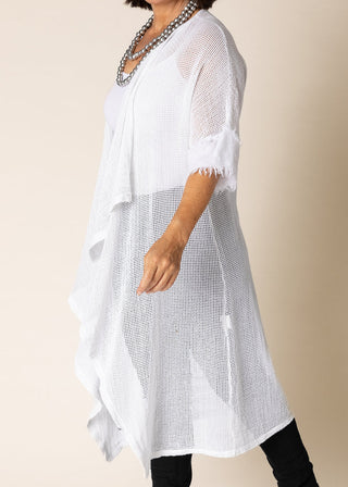 cotton mesh jacket cardigan - white
