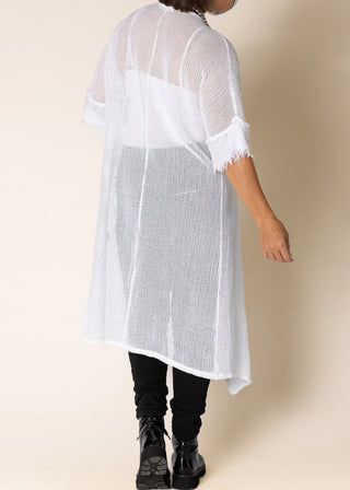 cotton mesh jacket cardigan - white