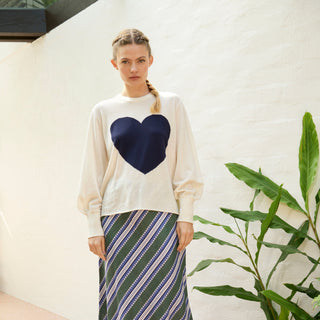 lover knit - navy heart on cream