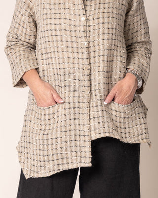 linen cotton shacket - latte - lucienne