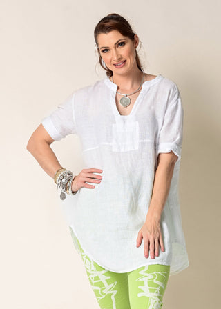 linen top - marigold - white