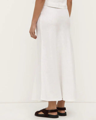 linen maxi skirt white - maddie