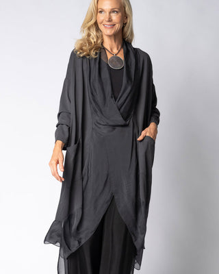 viscose silk cross-front tunic - granite - miraline